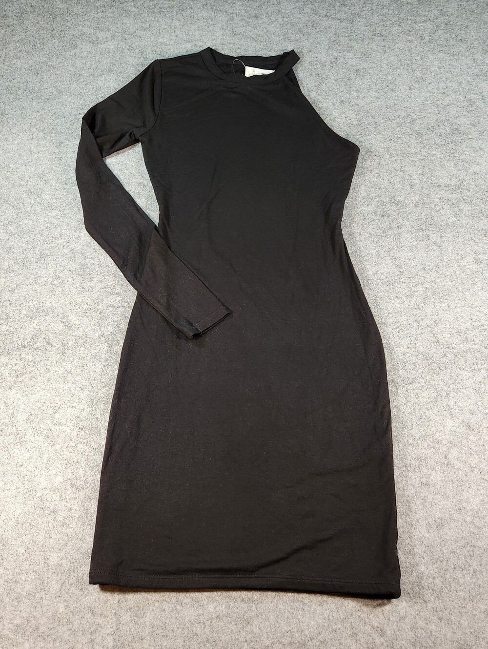 naked wardrobe Black One-Shoulder Long Sleeve Bodycon Dress